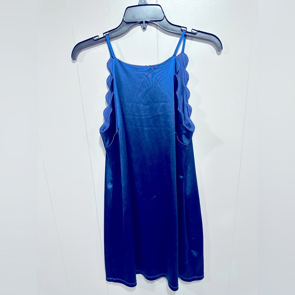 Blue silky dress.  No tags but never worn.  Size 7
